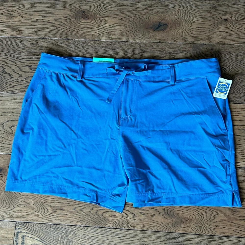 Reel Legends Reel-Tec Womens Solid Daphne Blue Woven Drawstring Shorts Size PXL